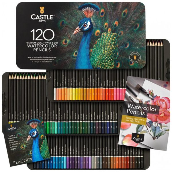 ectqlqz1wp690b_0 jpg - Kit Lápis de Cor Profissional com Estojo 120 Peças, Castle Art Supplies