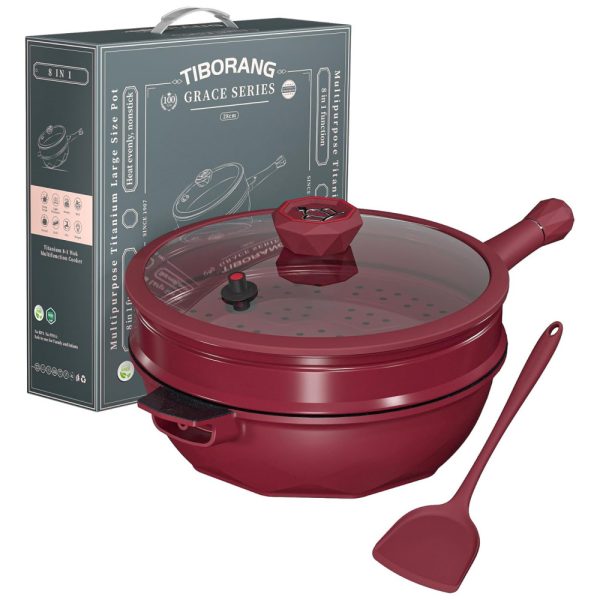 ectqm3vx4qbd0b_0 jpg - Panela Funda Antiaderente com Indicador de Calor, Tampa de Vidro, Cabo Frio, Grelha a Vapor, Livre de PFOA,Segura para Lava louças,TIBORANG Vermelho