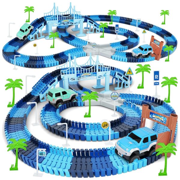 ectqmdl393sc0b_0 jpg - Playset Pista de Corrida Flexível com 269 Peças, Inclui 2 Carros, Idade Recomendada 3 a 6 Anos, Toyk, Azul