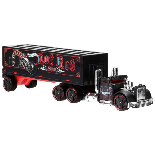 ectqmg48ihf00b_0 jpg - Caminhão Hot Wheels Super Rigs com Carro de Corrida em escala 1 64 e Estilo de Transportador, Mattel.