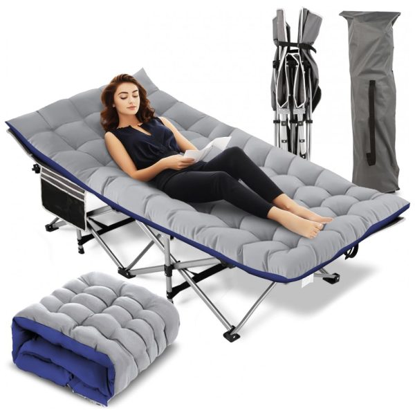 ectqn8d38fjc0b_0-1 jpg - Cama Dobrável Portátil para Acampamento com Camada Dupla, Acolchoado e Bolsa de Transporte, Suporta 408 kg, Nictemaw, Cinza