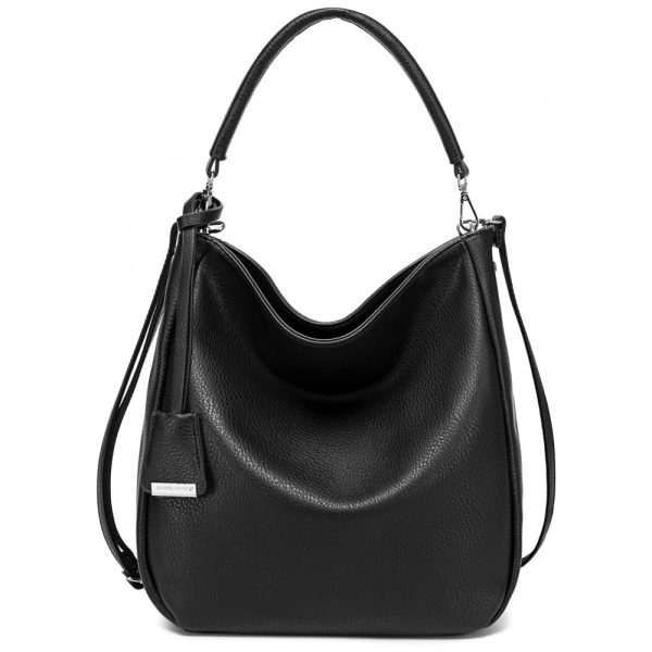 ectqo1swk4n10b_0 jpg - Bolsa Feminina de Ombro em Couro Sintético, DAVID JONES CM3405 BLACK, Preto