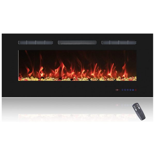 ectqp3drf7b90b_0 jpg - Lareira Elétrica de Embutir A45x106L com Controle Remoto e Digital, Luz LED, Chama Ajustável, 1500W, 110v, PRISMFLAME EF42r, Preto