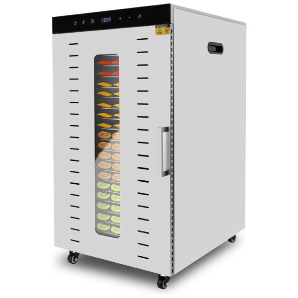 ectqplmpzqjc0b_0-1 jpg - Desidratador de Alimentos Profissional com 20 Bandejas em Aço Inoxidável, Temporizador 24H e Controle de Temperatura, 110V 1700W, LSYSGSB, Prata