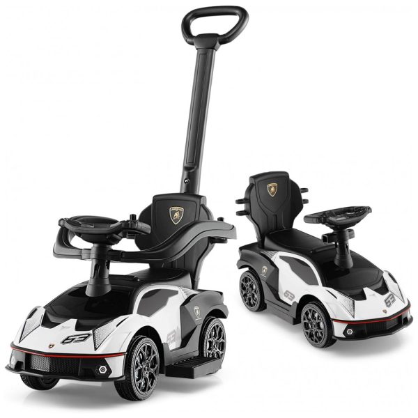 ectqpn75zsxb0b_0 jpg - Carrinho de Passeio Infantil com Alça de Empurrar, Guarda Corpo Removível e Som de Buzina para Crianças até 25kg, HONEY JOY Lamborghini, Branco