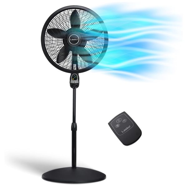 ectqq46y8v100b_0-2 jpg - Ventilador Pedestal Oscilante com Altura Ajustável, Controle Remoto, Temporizador e 3 Velocidades, 110V 60W, Lasko, Preto