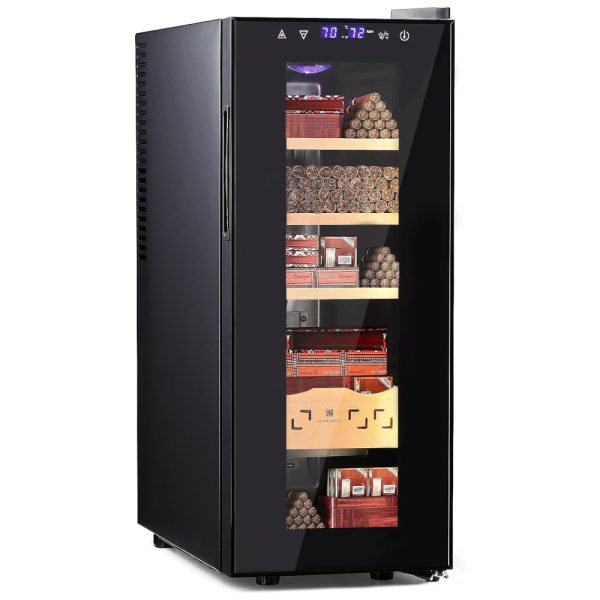ectqq88b5lqc0b_0-1 jpg - Umidor para Charutos Elétrico 35L até 250UN com Controle de Temperatura, Prateleiras e Gaveta em Madeira de Cedro Espanhol, 110V, GLENCREAG, Preto
