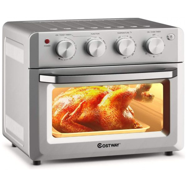 ectqqjt1fs980b_0 jpg - Forno Multifuncional, 7 em 1, 1550W, 19L, Aço INox, 110v, COSTWAY, Prateado