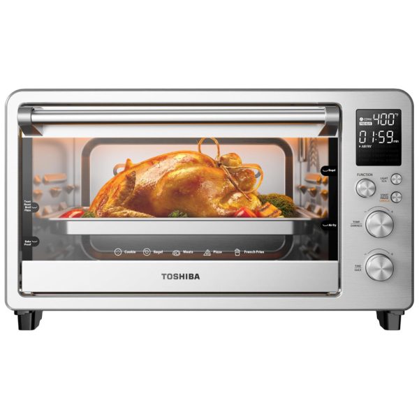 ectqqmv7wb1d0b_0-3 jpg - Forno Elétrico 12 em 1 em Aço Inoxidável, com Tela LED e Capacidade de 25L, 110V 1500W, TOSHIBA, Prata