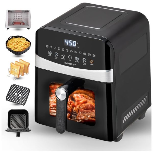 ectqqp8ddzbd0b_0-1 jpg - Air Fryer 6L com 12 Predefinições, Janela de Visualização e Alta Potência, 110V 1700W, Daybest, Preta