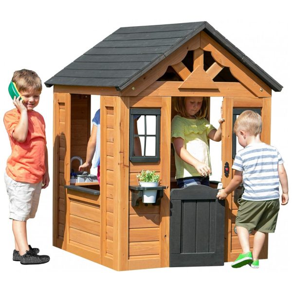 ectqr1c41bz70b_0 jpg - Casinha Infantil Interativa para Crianças de 2 a 6 Anos, Backyard Discovery, Marrom Claro