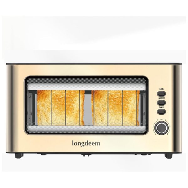 ectqr72zbzrc0b_0 jpg - Torradeira 2 Fatias com Desligamento Automático, 6 Níveis de Tostagem e Bandeja de Migalhas Removível, 110V 1000W, LONGDEEM, Dourado
