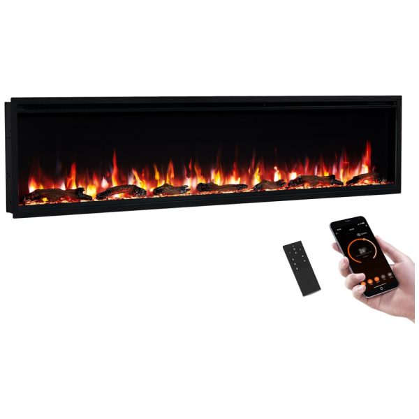 ectqrjlj6gqd0b_0 jpg - PuraFlame Herman,Lareira Elétrica Linear Inteligente de 183 cm,Chama Premium com 9 Cores,Design Moderno, Embutida, de Parede ou Livre, Alexa e Google.