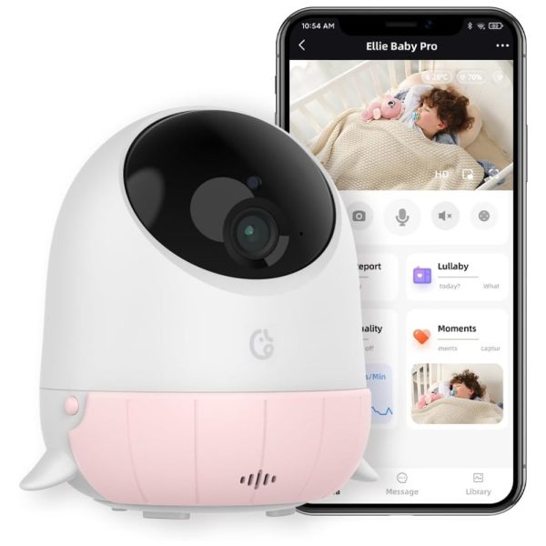 ectqrxmrpmhc0b_0 jpg - Monitor de Bebê Ellie com Câmera 2K HD, Áudio e Alerta de Rosto Coberto, Tecnologia AI Cry e Canção de Ninar Relaxante, Ellie Baby Pro, Rosa