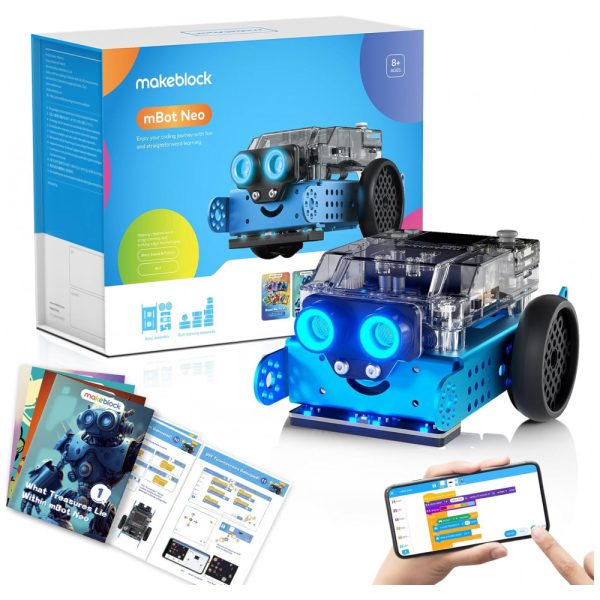 ectqskc9f9190b_0 jpg - Robô de Programação Neo do mBot de Codificação Compatível com suporte a Scratch e Python WiFi e IoT, MAKEBLOCK, Azul