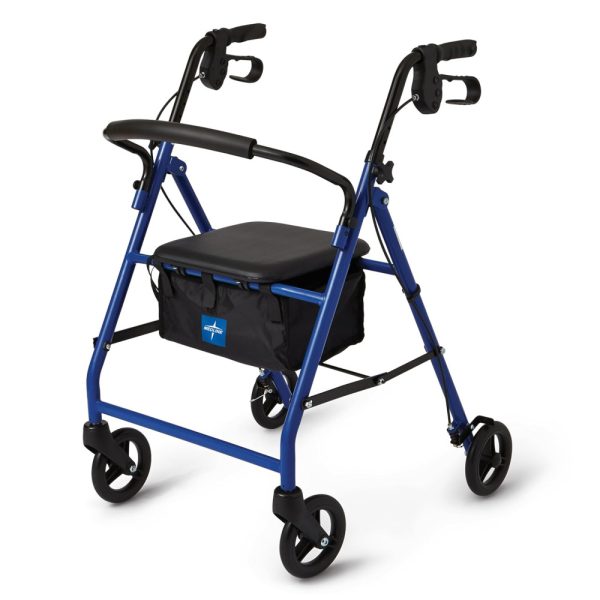 ectqspn2cg400b_0 jpg - Andador de Alumínio Dobrável para Idosos com Assento, Capacidade de 113 kg, Medline, Azul