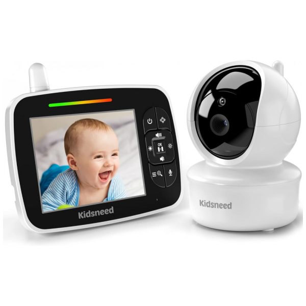 ectqt7m9f5h90b_0 jpg - Babá Eletrônica Monitor com Câmera HD 1080p e Visão Noturna, Alcance de 292M, KIDSNEED SM935A, Branco