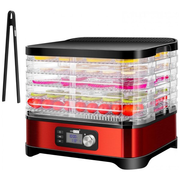 ectqthp4vs790b_0 jpg - Desidratador de Alimentos com 5 Bandejas e Controle de Temperatura, 400W, 110v, VIVOHOME, Vermelho