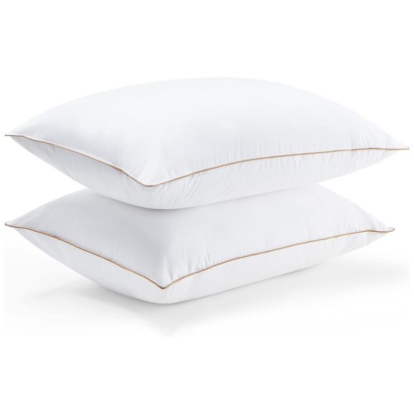ectqvdbdz41b0b_0 jpg - Conjunto de Travesseiros, Tamanho Padrão com 2 Peças e Capa à Prova de Plumas, Puredown, Branco e Marrom