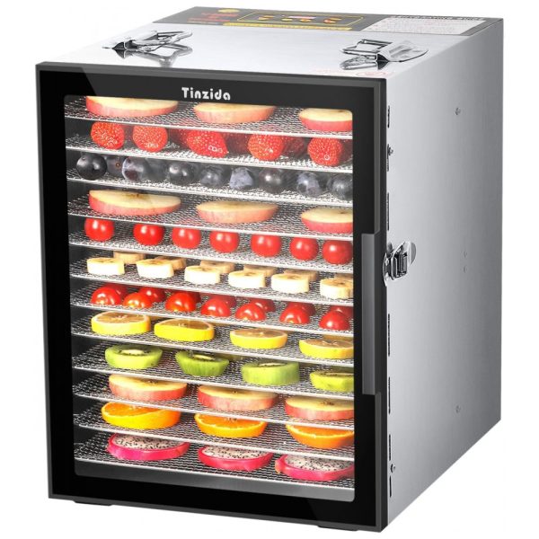 ectqvkdn1nyb0b_0 jpg - Desidratador de Alimentos Profissional com 12 Bandejas de Aço Inoxidável e Temporizador, 110V 800W, Tinzida, Prata