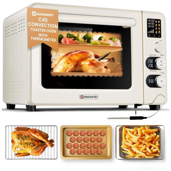 ectqvxg843zc0b_0 jpg - Forno Elétrico de Convecção Inteligente 39L com 8 Menus Predefinidos, Temporizador, Termômetroe Display LED, 110V 1800W, HAUSWIRT, Creme