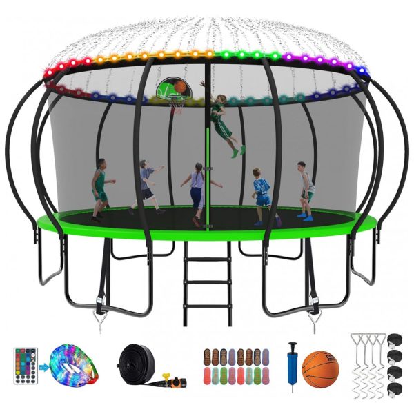 ectqwdrxjmvb0b_0 jpg - Cama Elastica Capacidade até 544 kg com Luz LED e Cesta de Basquete, SKYUP, Verde