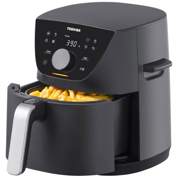 ectqxr8xfljc0b_0-1 jpg - Fritadeira Elétrica Air Fryer 5,2L com 8 Menus Predefinidos e Função Menu IQ, 110V 1500W, TOSHIBA, Cinza Metálico