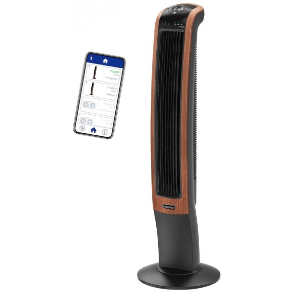 ectqy5xp5b180b_0 jpg - Ventilador de Torre com Bluetooth, 3 Velocidades Silenciosas para Quarto, Sala de Estar e Escritório, 110V, Lasko Wind Curve T42905, Preto e Marrom