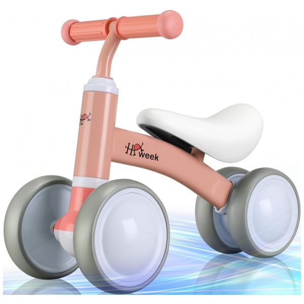 ectqylnkcbp90b_0 jpg - Bicicleta sem Pedal com 4 Rodas para Crianças de 1 a 3 Anos, HAWEEK, Rosa