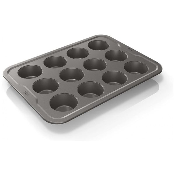 ectqzm67391b0b_0 jpg - Forma para 12 Muffins Antiaderente para até 260C no Forno, Ninja B30212, Cinza