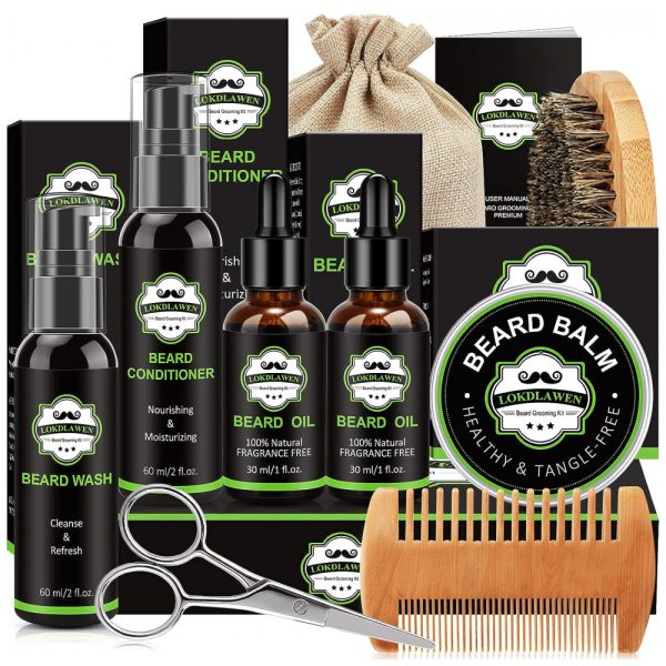 ectqzmtgkjb90b_0 jpg - Kit para Barba Profissional Portátil com Cera e Pente, 10 Itens, LOKDLAWEN, Preto