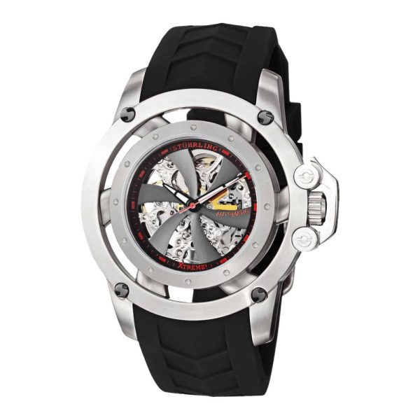 ectq16133_i903_0 jpg - Relógio Masculino Impulse XT 309I Automático 47mm Mostrador Preto Prata com Pulseira de Silicone Prateada Stuhrling.