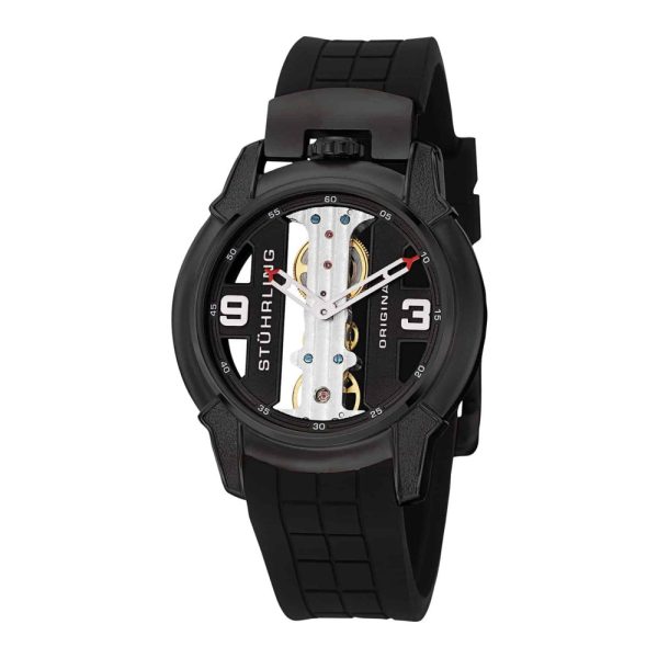 ectq16533_952_0 jpg - Relógio Raptor 259 Clássico de 42mm com Mostrador Preto e Pulseira de Silicone Preta Stuhrling.