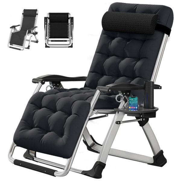 ectq1bm7q3b90b_0 jpg - Cadeira Reclinável Ajustável Gravidade Zero com Mesa Lateral e Almofada Removível, DoCred, Preto