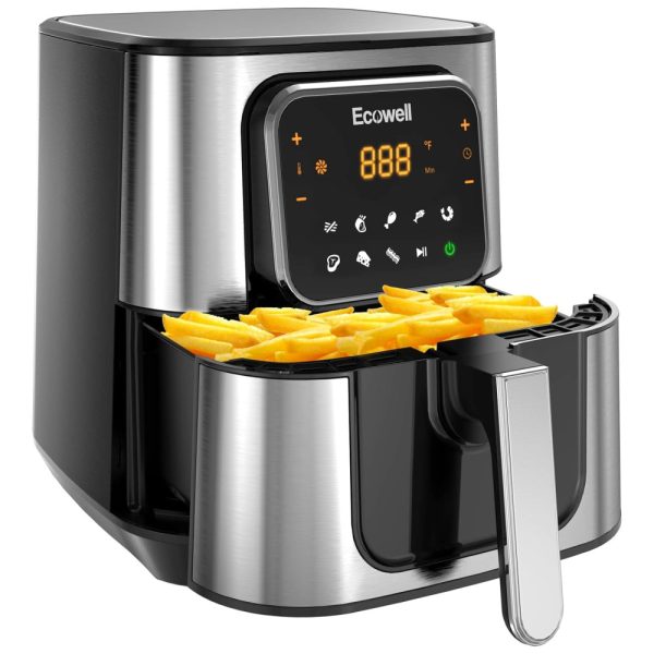 ectq1ck1p5gb0b_0 jpg - Fritadeira Elétrica AirFryer 6L em Aço Inoxidável com Painel Digital e Cesto Antiaderente, 110v, ECOWELL TXS5T2, Preto