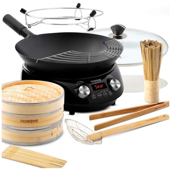 ectq1f2fy8w70b_0 jpg - Cooktop de Indução Portátil com Controle de Temperatura, Livro de Receitas Wok, Panela de 35vm e 8 Acessórios de Bambu Incluídas, 110V 1500W, Nuwave, Preto