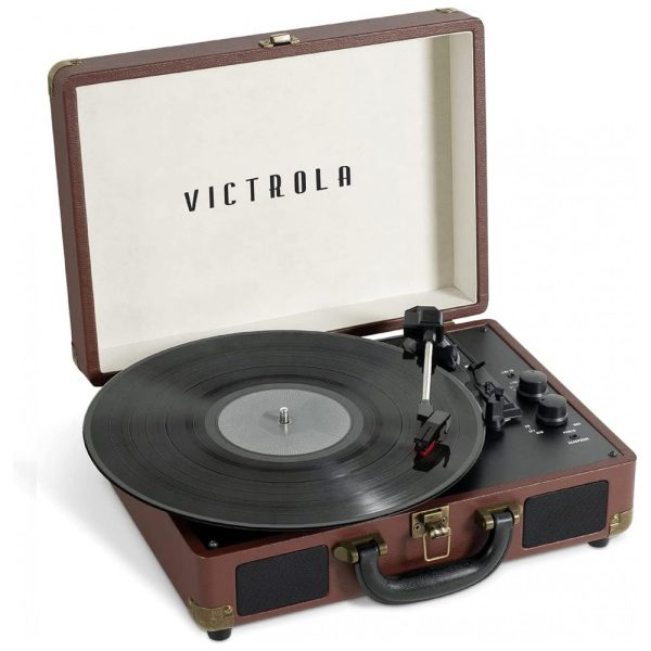 ectq1grs25890b_0-1 jpg - Toca Discos Portátil Vintage com Bluetooth, 3 Velocidades e Alto falantes Embutidos, Victrola, Marrom