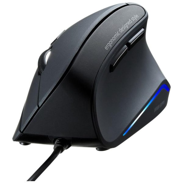 ectq1q79rw570b_0 jpg - Mouse Ergonômico Vertical com Fio Reduz a Tensão do Pulso, 1000, 1600 DPI 6 Botões, SANWA SUPPLY GMAERG9, Preto