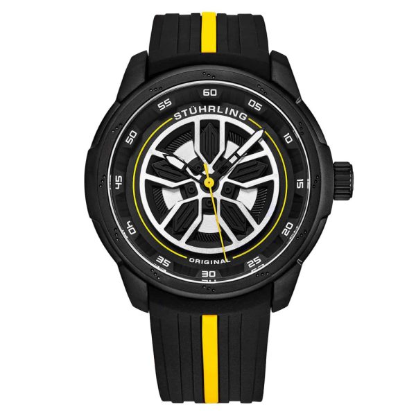 ectq20_489_0 jpg - Relógio Masculino Stuhrling Aviador 984 Quartzo 44mm, Preto e Amarelo