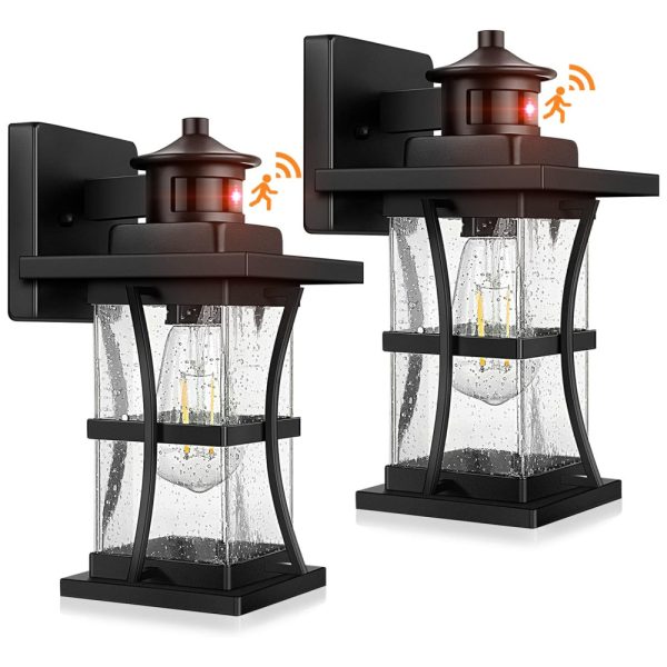 ectq26qs8bx90b_0-1 jpg - Frelli Arandela Luminária Clássica Externa de Parede à prova dágua com Sensor, Base E27, 2 Unidades, FRELII B06060PG2PK, Preto