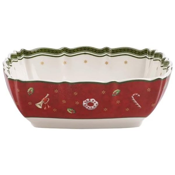 ectq294mxfz00b_0-1 jpg - Tigela Elegante e Sofisticada Natalina com Material de Porcelana e Formato Quadrado, Villeroy Boch, Branca e Vermelha