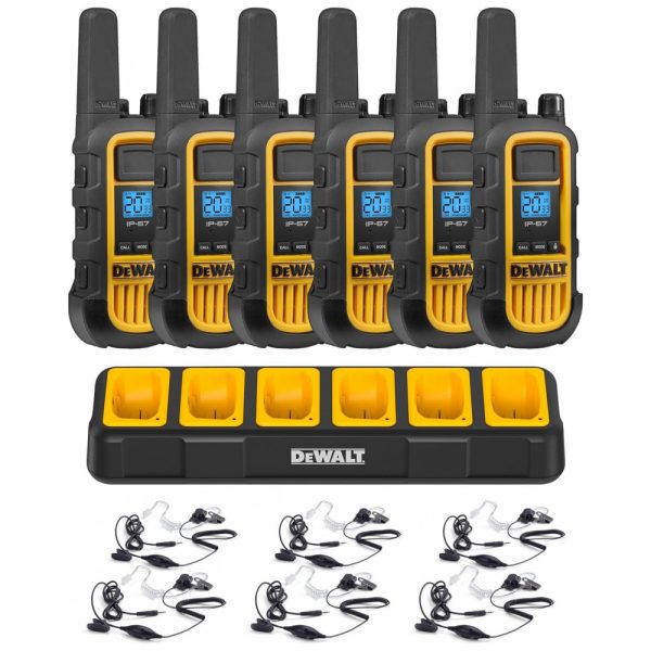 ectq2b43b8qb0b_0 jpg - Kit 6 Rádio Walkie Talkie 2W Bidirecionais com 6 Fones de Ouvido e Carregador de Grupo, DEWALT DXFRS800