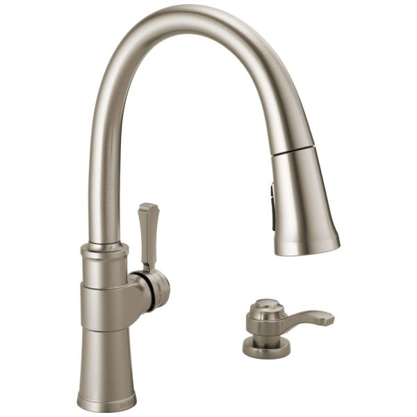 ectq2b7t5x870b_0-1 jpg - Torneira Cozinha com Dispensador de Sabão e Pulverizador Pull Down, Inoxidável SpotShield , Delta Spargo 19964Z SPSD DST, Níquel Escovado