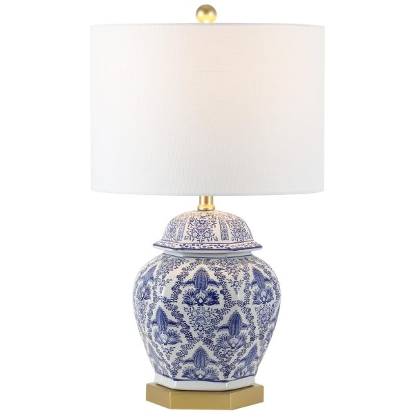 ectq2fm841j70b_0 jpg - Abajur Luminária de Mesa em Cerâmica, Estilo Clássica Tradicional com 63 cm de Altura para Quarto, Sala de Estar e Escritório, 110V 100W, JONATHAN Y, Azul e Branco