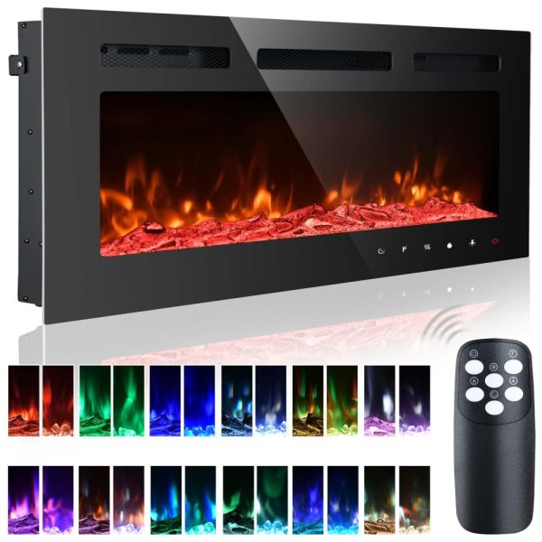 ectq2h2tf1v80b_0 jpg - Lareira Elétrica de Embutir A54x101L com Controle Remoto e Luz de LED, 1500W, 110v, CEARTRY electric fireplace inserts, Preto