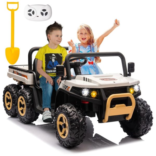 ectq2jzfgrqc0b_0-1 jpg - Caminhão Basculante Elétrico Infantil 6x6, 2 Lugares com Controle Remoto, Bluetooth e Cama Basculante, 24V, POSTACK, Branco