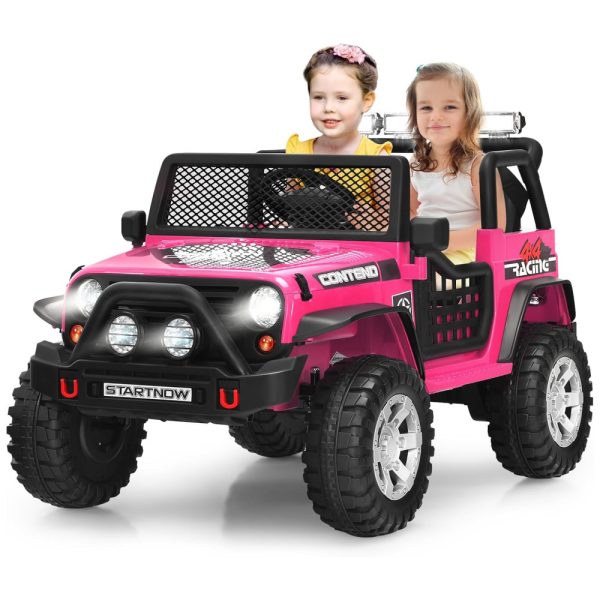 ectq2kq567790b_0 jpg - Costzon Kids Carro, Carrinho Elétrico Infantil Off Road a Bateria 12V 2 Assentos com 2 Velocidades e MP3, Rosa