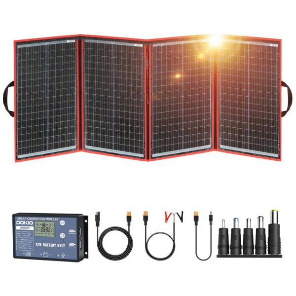 ectq2pfmzs570b_0 jpg - Painel Solar, Dobrável com controlador de carga e 2 saídas USB, 220W, 12V, 1 unidade, DOKIO, Preto