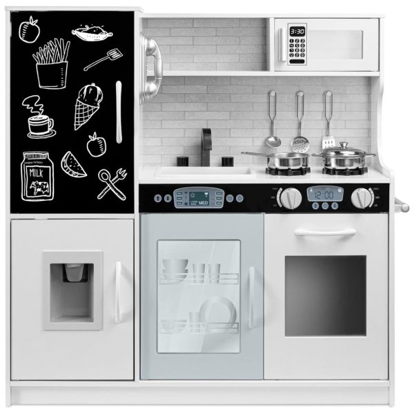 ectq2r7zqqj80b_0-1 jpg - Cozinha Infantil com Design Realista, Telefone, Utensílios, Forno, Micro Ondas e Pia para Crianças Acima de 3 Anos, Best Choice Products, Branca