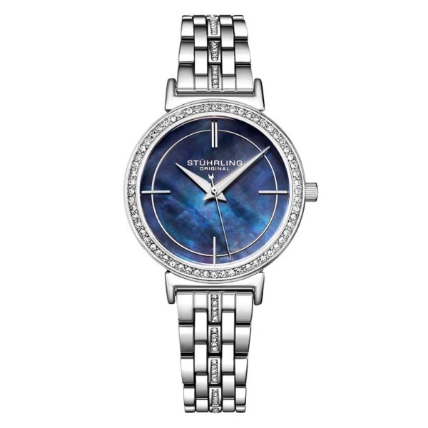 ectq2_7893_0 jpg - Relgio Stuhrling 3987 com Mostrador Azul Clssico de 33mm, Pulseira de Ao Inoxidvel Prateada e Fivela de Implantao Prata